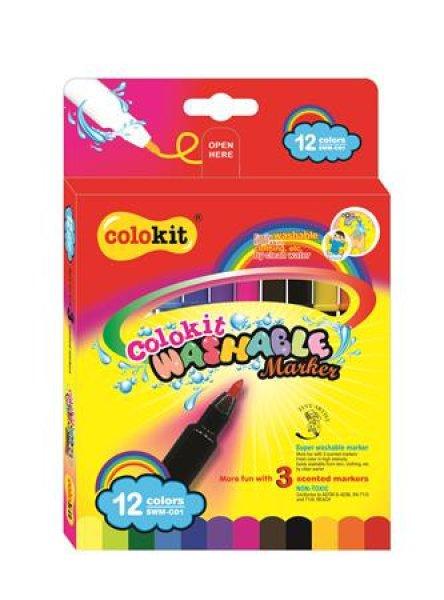 Filctoll készlet, kimosható, COLOKIT "Washable Markers" 12
különböző készlet