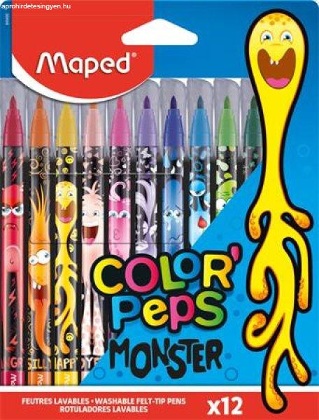 Filctoll készlet, 2,8 mm, kimosható, MAPED "Color'Peps Monster"
12 különböző szín