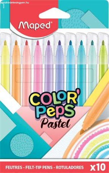 Filctoll készlet, 2,8 mm, kimosható, MAPED "Color'Peps Pastel",
10 különböző pasztell szín