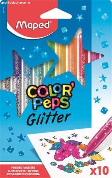 Filctoll készlet, 2,8 mm, csillámos, MAPED "Color'Peps
Glitter", 10 különböző szín