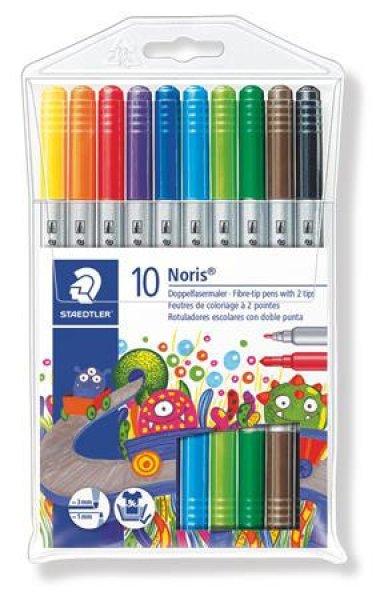 Filctoll készlet, 1-3 mm, kétvégű, kimosható, STAEDTLER "Noris®
320", 10 különböző szín