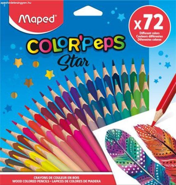 Színes ceruza készlet, háromszögletű, MAPED "Color'Peps
Star", 72 különböző szín