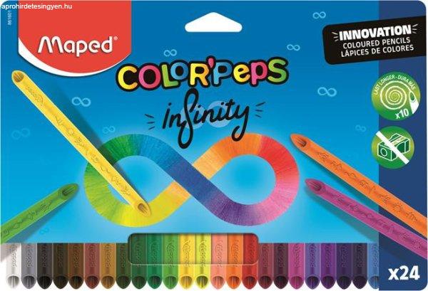 Színes ceruza készlet, háromszögletű, MAPED "Color'Peps
INFINITY", 24 különböző szín