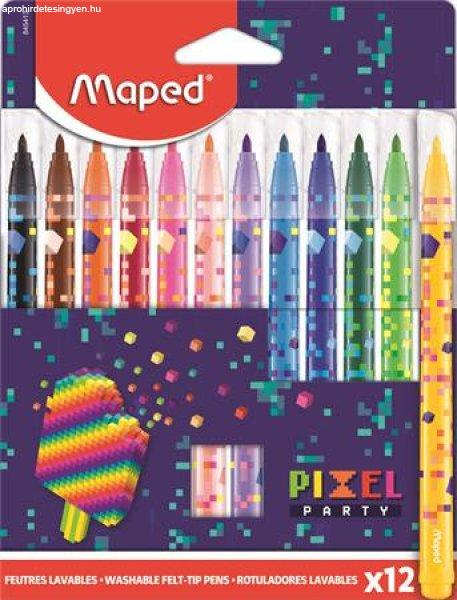 Filctoll készlet, 2,8 mm, kimosható, MAPED "Pixel Party", 12
különböző szín