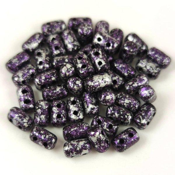 Rulla - cseh 2 lyukú üveggyöngy - 3x5mm - Tweedy Purple