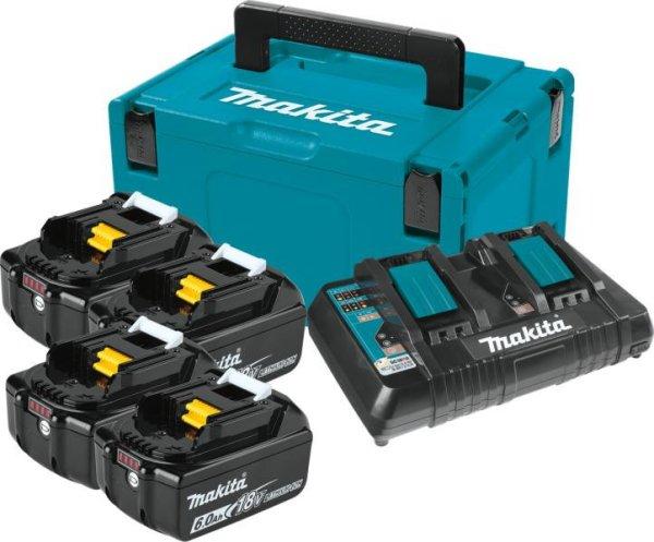 Makita 18V LXT Li-Ion 4x6,0 Ah akku + DC18RD duplatöltő készlet + MAKPAC