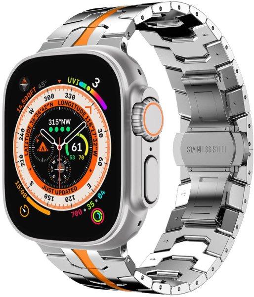 4wrist Acél óraszíj Iron Man Apple Watch-hoz 42/44/45/49 mm -
Silver/Orange