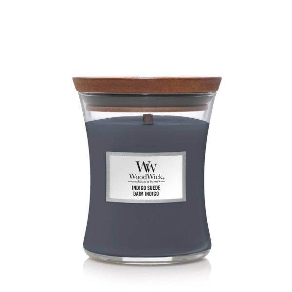 WoodWick Illatgyertya Indigo Suede 275 g - közepes