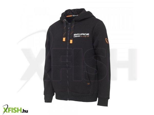 Savage Gear Urban Zip Hoodie Fekete Kapucnis Horgász Pulóver Xl