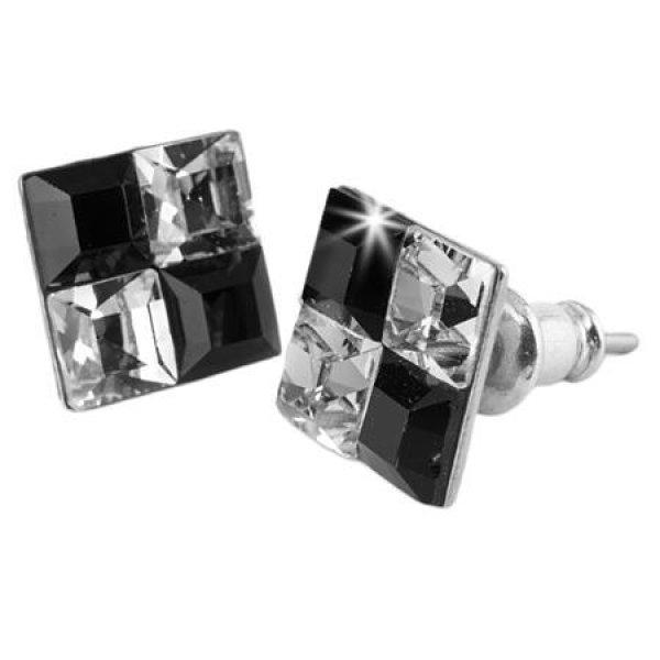 Fülbevaló, négyzet, fekete-fehér SWAROVSKI® kristállyal, 8 mm, ART
CRYSTELLA®