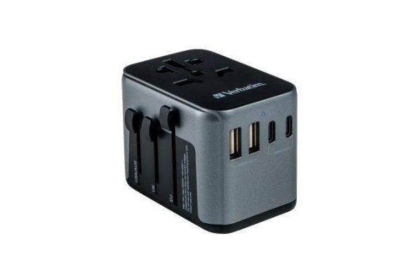 Utazó adapter, univerzális, USB-A(QC 3.0)/USB-C(PD30W)2xUSB, VERBATIM
"UTA-03"