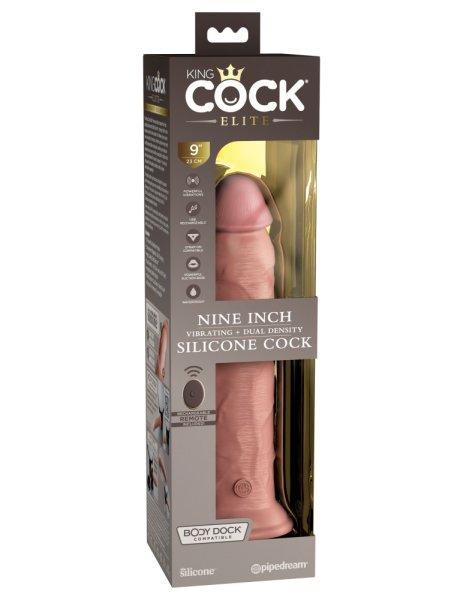  9" Dual Density Vibrating Silicone Cock with Remote  Light 