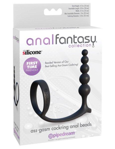  Ass-Gasm Cockring Anal Beads Black 