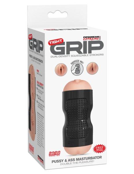  Tight Grip Pussy & Ass Masturbator  Black/Light 