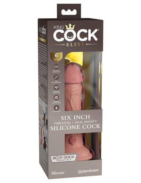  6" Dual Density Vibrating Silicone Cock  Light 