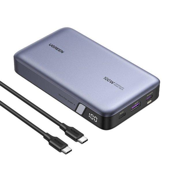 Powerbank 20000mAh Ugreen PB720, USB + 2x USB-C, 100 W PD (szürke)