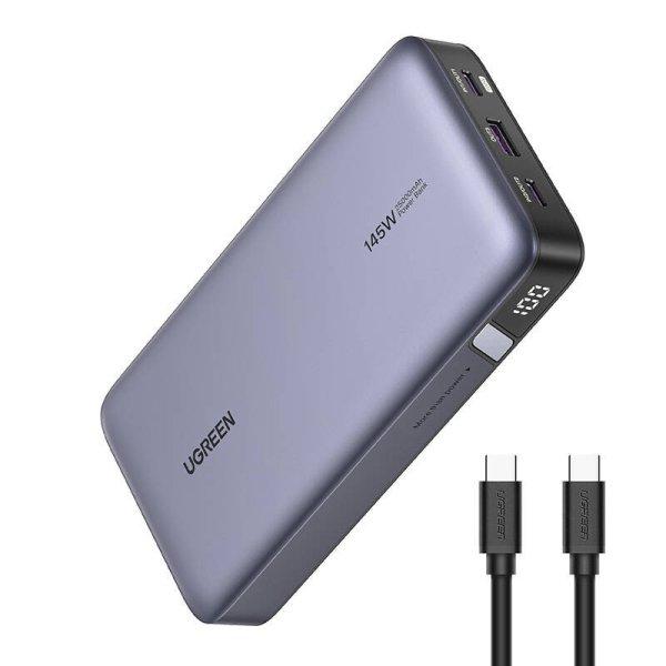 Powerbank 25000mAh Ugreen PB205, USB + 2x USB-C, 145W PD (szürke)