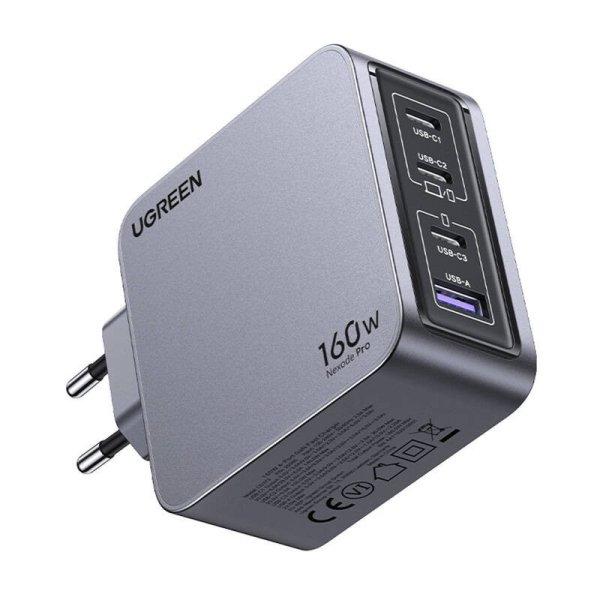 Ugreen Nexode Pro 160W fali töltő, GaN, USB + 3x USB-C (szürke)