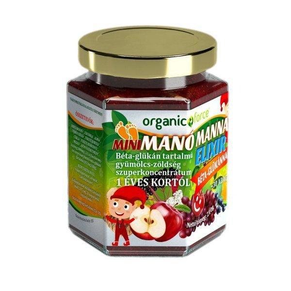 Organic force mini manó manna elixír béta-glükán tartalmú
gyümölcs-zöldség koncentrátum gyerekeknek 1 éves kortól 210 g