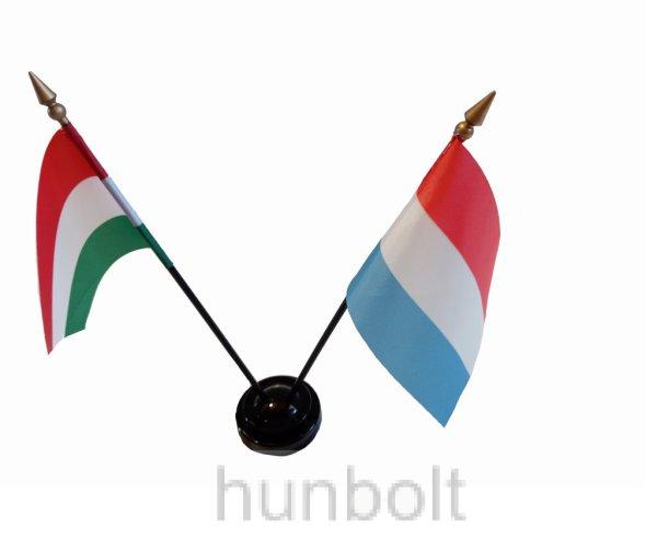 Nemzeti és Luxemburg zászlók asztali tartóval