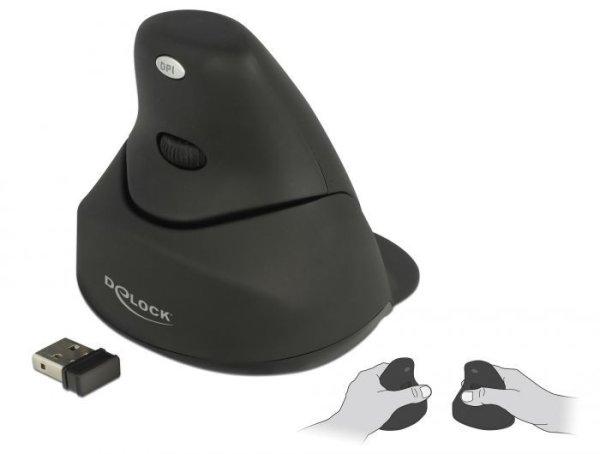 DeLock Ergonomic vertical Laser 4-button mouse 2.4 GHz wireless left/right
handers Black