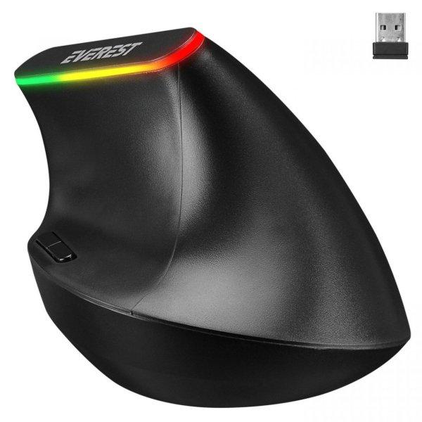 Everest SMW-618 Ergonomic RBG Optical Wireless Mouse Black