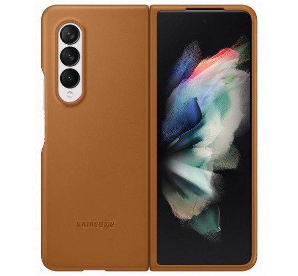 Samsung Galaxy Z Fold3 5G Leather Cover, gyári bőr tok, barna, EF-VF926