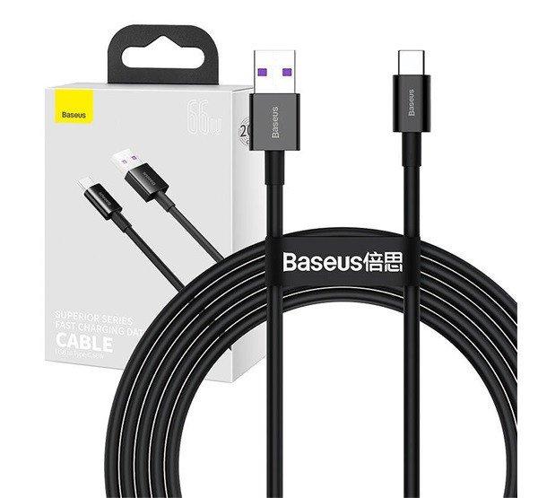 Baseus Superior USB / Type-C töltő- és adatkábel, 66W, 2m, fekete