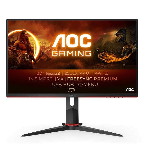 AOC Gaming 144Hz VA monitor 27" Q27G2U/BK, 2560x1440 16:9, 250cd/m2, 1ms,
2xHDMI/DisplayPort/4xUSB