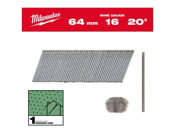 MILWAUKEE Finiselő szegek, fejnélküli, galvanizált 16G 20° SC1 - 1,35 x 64
mm (2000 db)