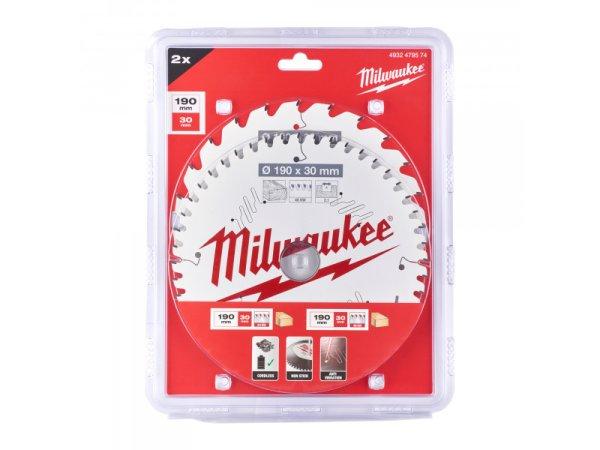 MILWAUKEE Fűrésztárcsa készlet fához 190 x 30 x 1,6 mm / 24T + 48T