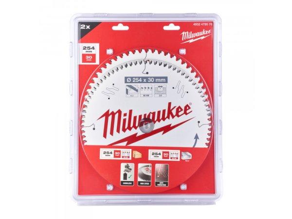 MILWAUKEE Fűrésztárcsa készlet 254 x 30 x 3 mm fához / 60T + alumíniumhoz
80T