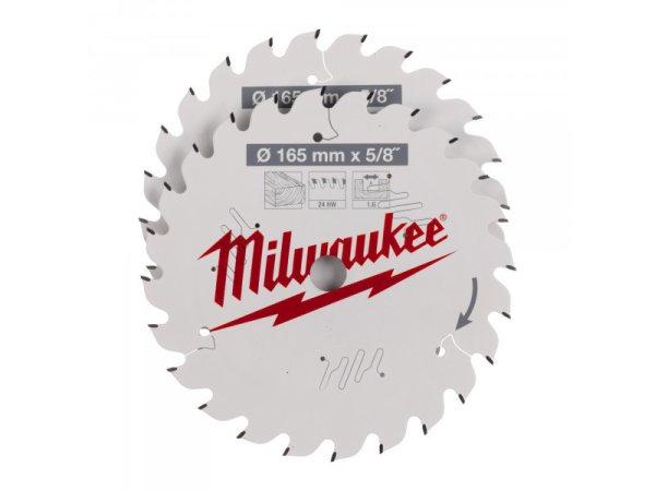 MILWAUKEE Fűrésztárcsa fához 165 x 15,87 x 1,6 mm / 24T (2db)