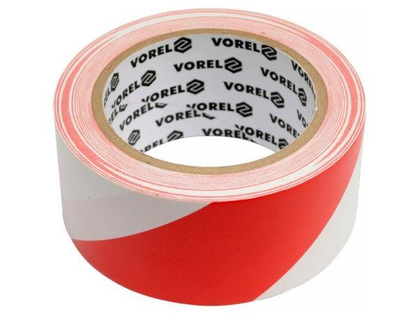 VOREL Jelzőszalag öntapadós piros-fehér 48 mm x 33 m PVC