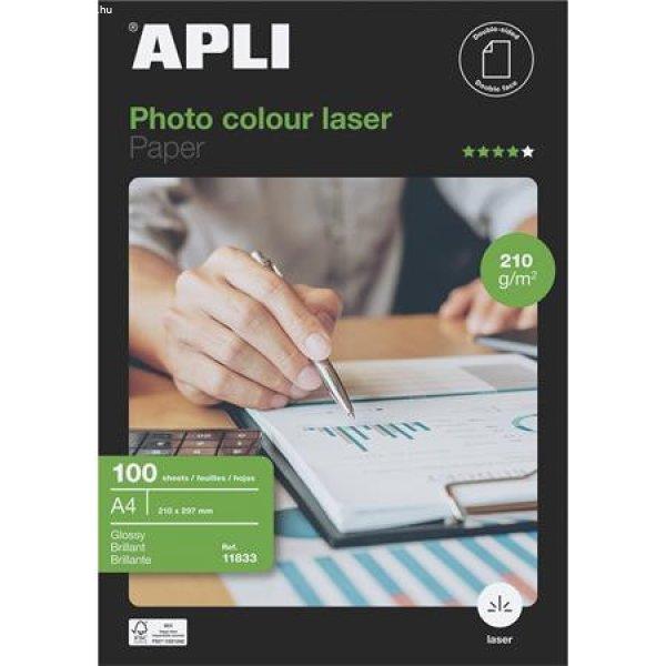 Fotópapír, lézer, A4, 210 g, fényes, kétoldalas, APLI "Premium
Laser"