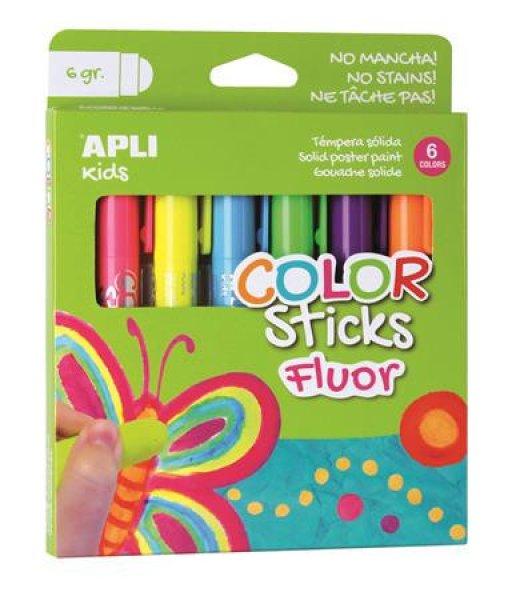 Tempera kréta készlet, APLI Kids "Color Sticks Fluor", 6
fluoreszkáló szín