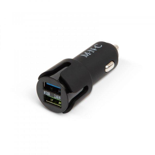 MNC autós szivargyújtó adapter 2 USB aljzat max 2.4A (54931BK)