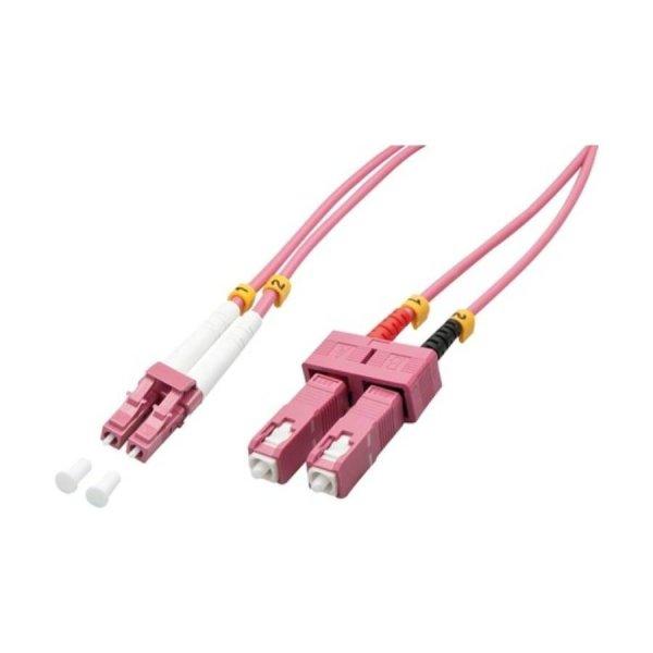 LC-SC duplex optikai patch kábel, multimódusú OM4 50/125 µm, lila, L=2
méter
