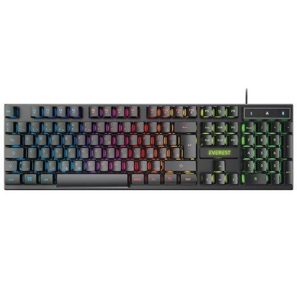 Everest Gamer Billentyűzet - KB-188 Borealis Rainbow (Numpad, USB, fekete,
magyar, RGB LED)