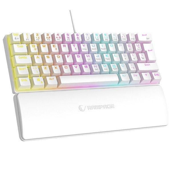 Rampage Billentyűzet - PLOWER K60 White US (Vezetékes, Mechanikus, Blue
switch, angol, fehér, RGB LED)