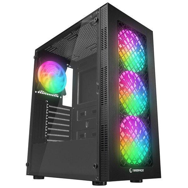 Everest Számítógépház - PLAID V1 (fekete; üveg; ATX; alsó táp; 4x120mm
RGB, 1xUSB3.0 + 2xUSB2.0)