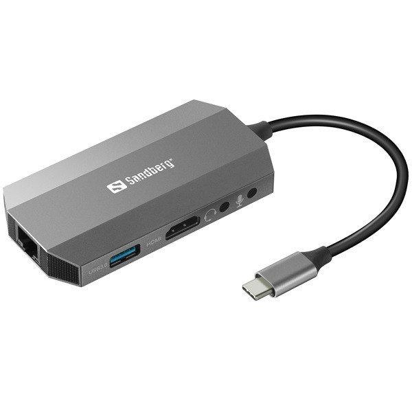 Sandberg Notebook Dokkoló - USB-C 6in1 Travel Dock (USB-C bemenet;
HDMI+2xUSB3.0+USB-C+RJ45+SD kimenet)