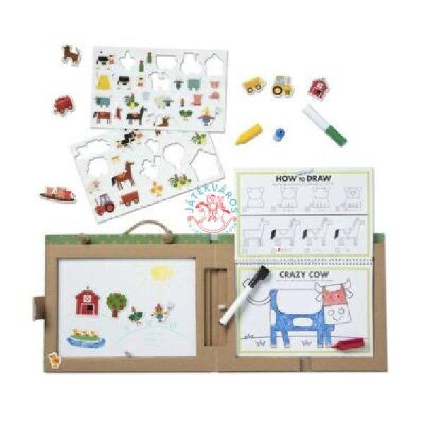 Melissa & Doug letörölhető rajz és mágneses játékkészlet farm