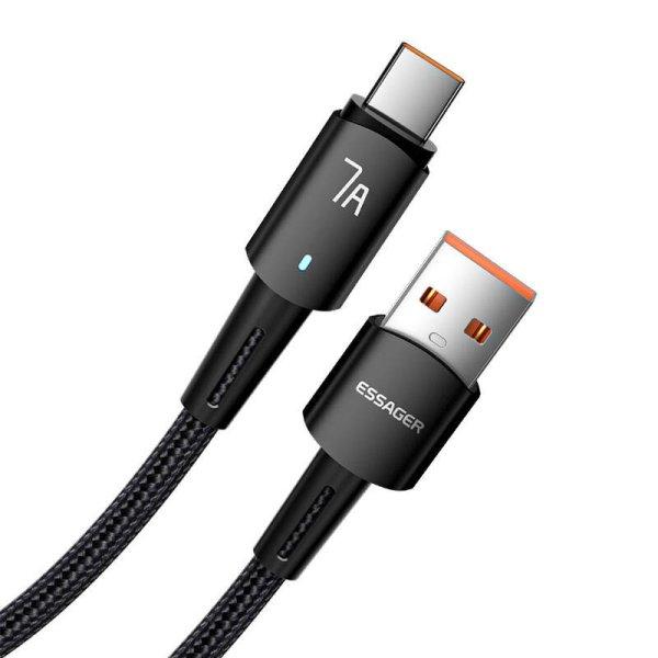 USB-A–USB-C kábel, Essager, EXC7A-CGB01-P, 100 W, 0,5 m (fekete)