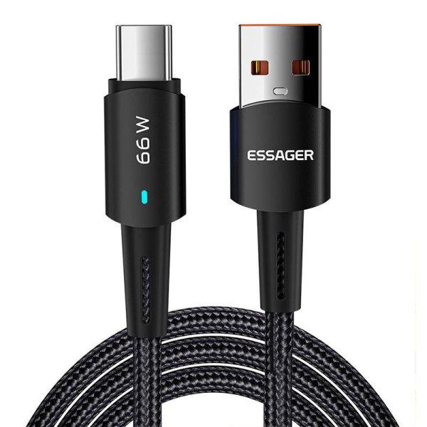 USB-USB-C kábel, Essager, EXCT-CGB01, 66 W, 0,5 m (fekete)