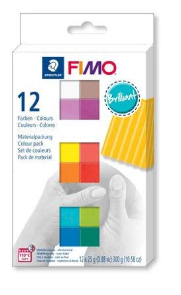 Gyurma, készlet, 12x25 g, égethető, FIMO "Soft Brillant", 12
különböző szín