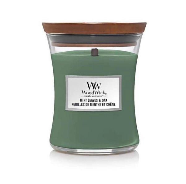 WoodWick Illatgyertya Mint Leaves & Oak 275 g - közepes