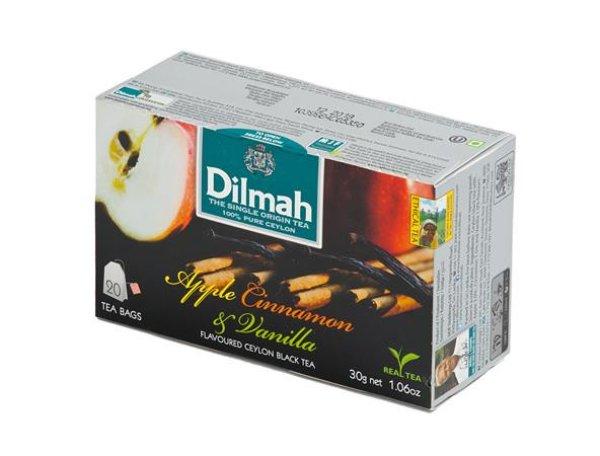 Fekete tea, 20x1,5g, DILMAH, alma-fahéj-vanília