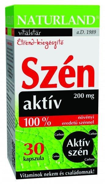 Naturland aktív szénkapszula 200 mg + édeskömény 30x 30 db