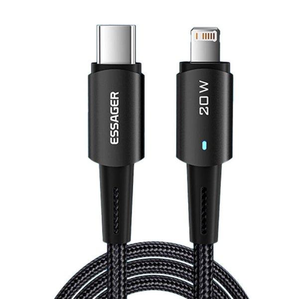 USB-C-Lightning kábel, Essager, EXCTL-CG01, 20 W, 1 m (fekete)